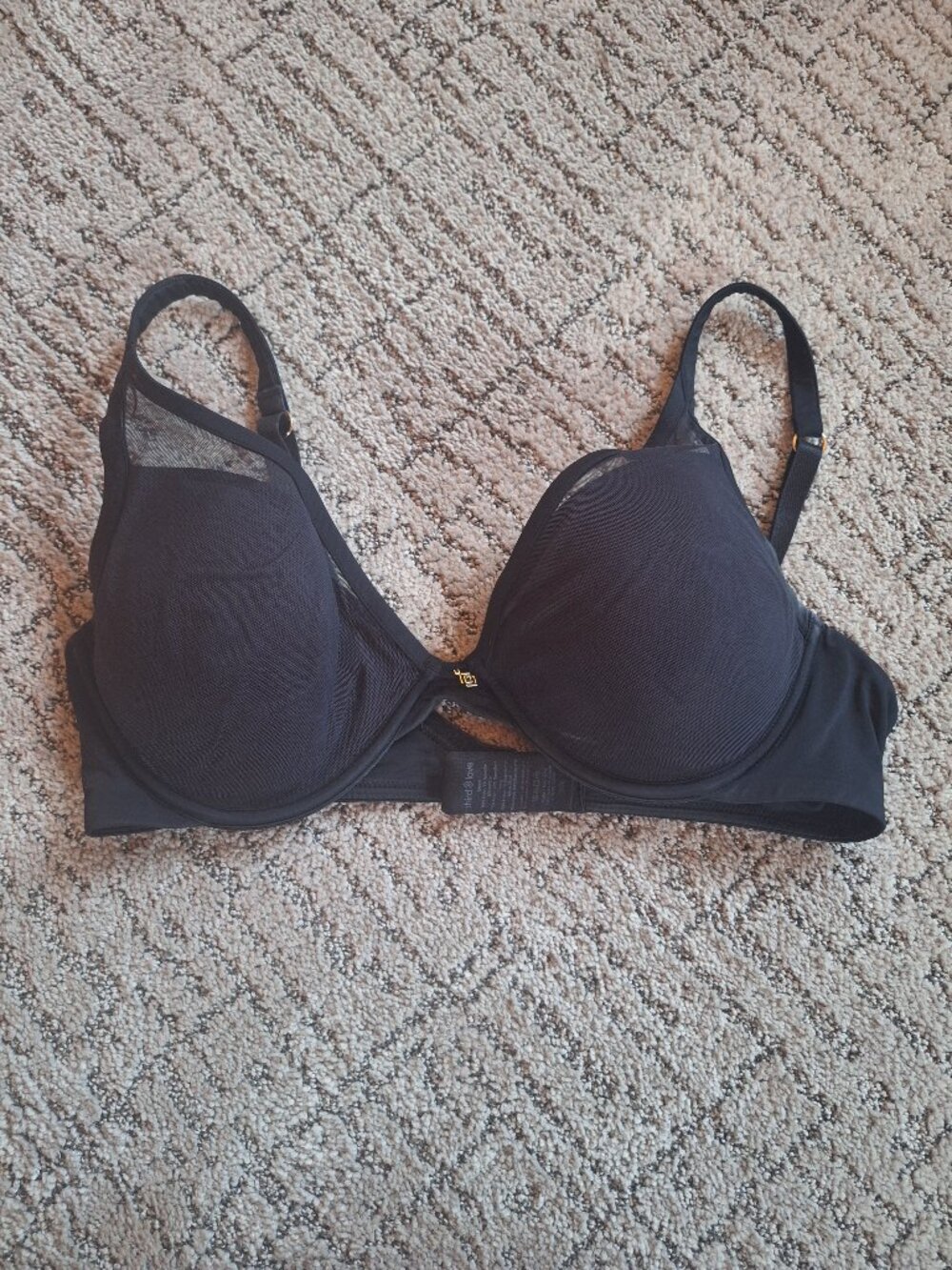 ThirdLove Black Mesh Trim T-Shirt Bra - Picture 3 of 4
